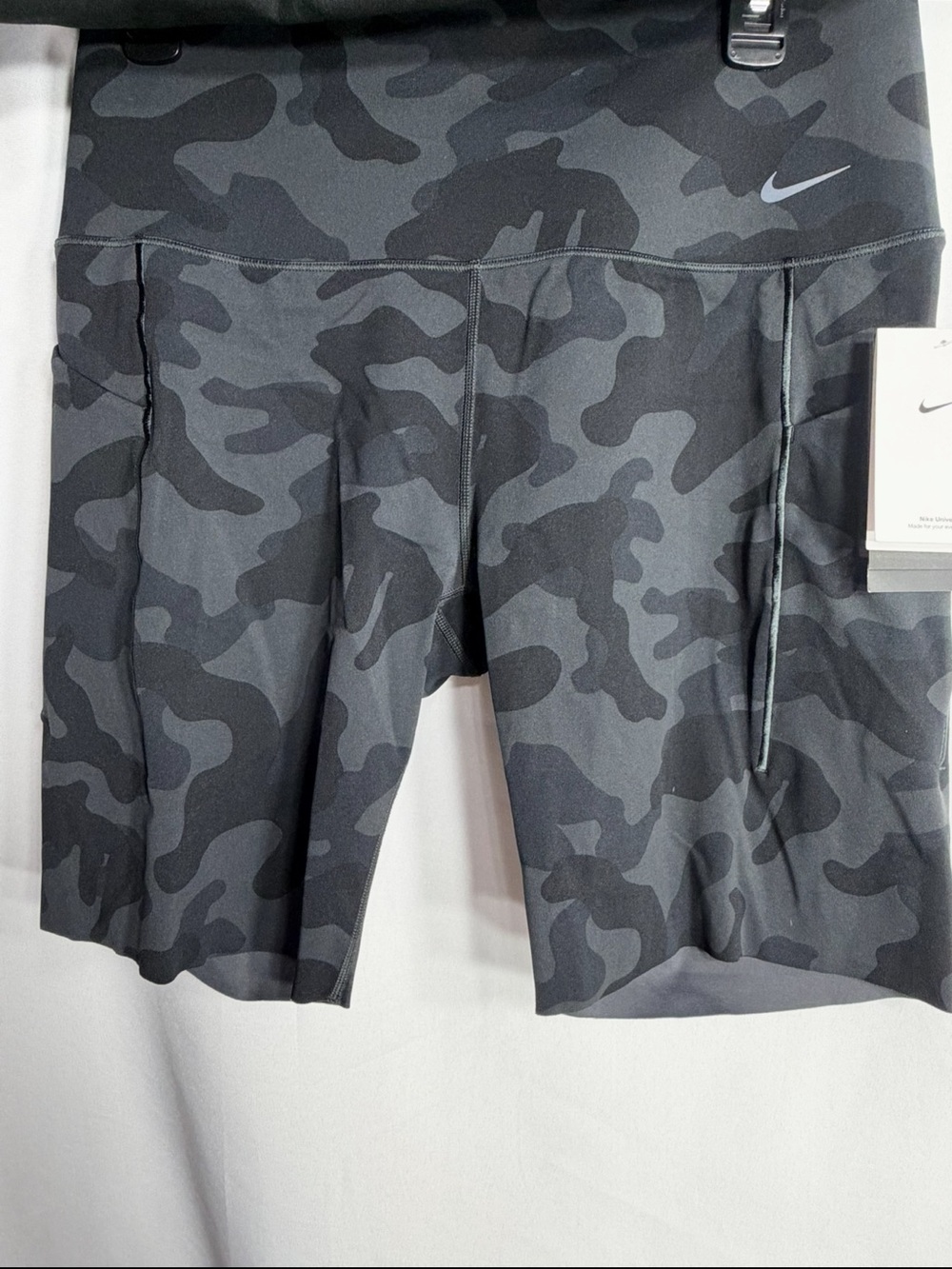 Nike Women’s Gray & Black Camo High-Rise Bike Shorts size XL NWT